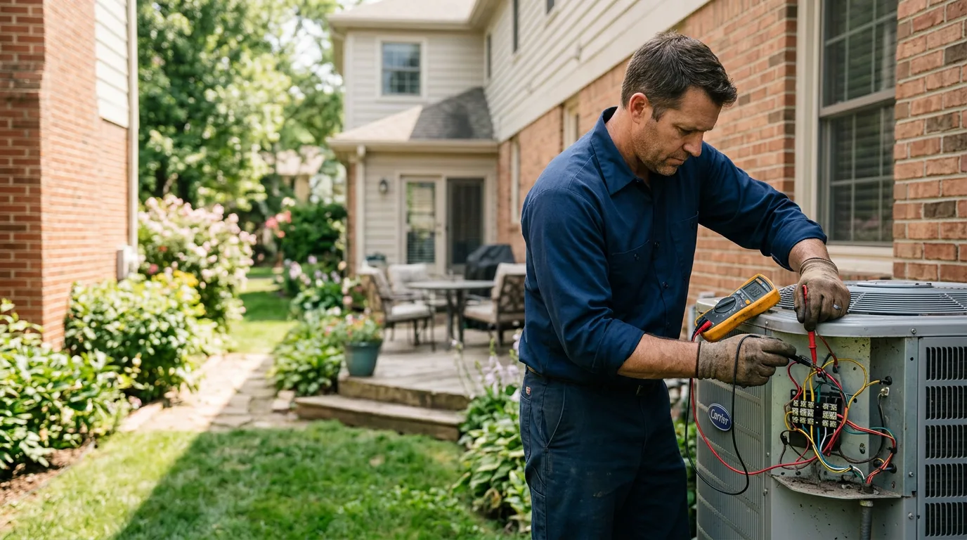 HVAC technician working near North Brookfield, NY